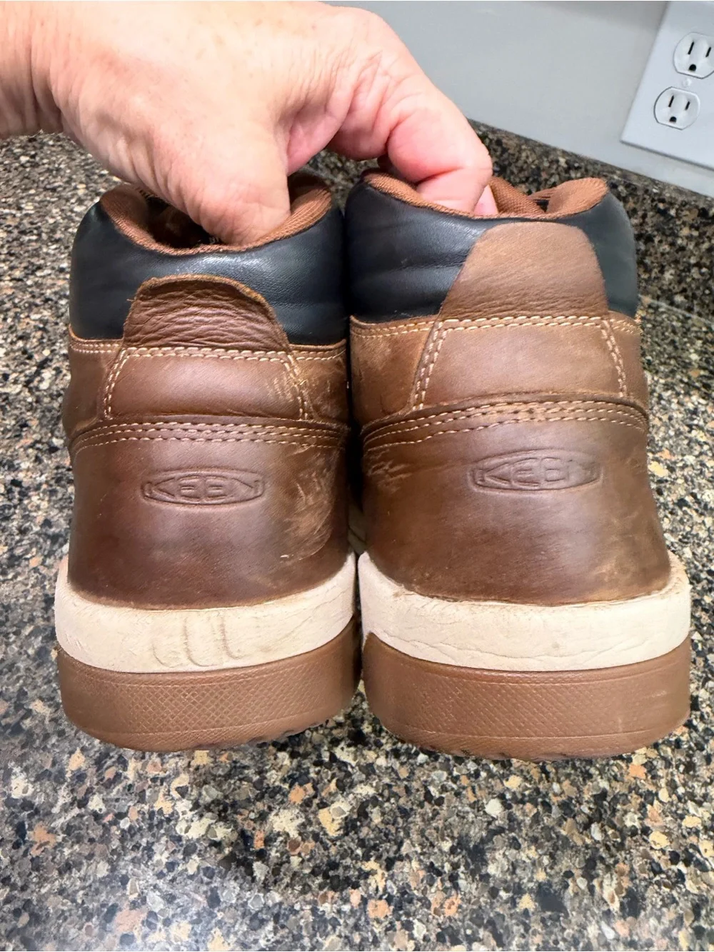 KEEN Men's Brown Leather Lace-Up work Boots 10EE